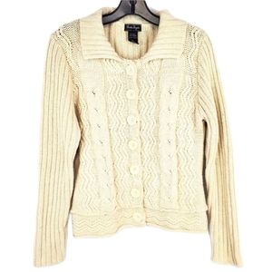 Nicole Taylor long sleeve button sweater cream